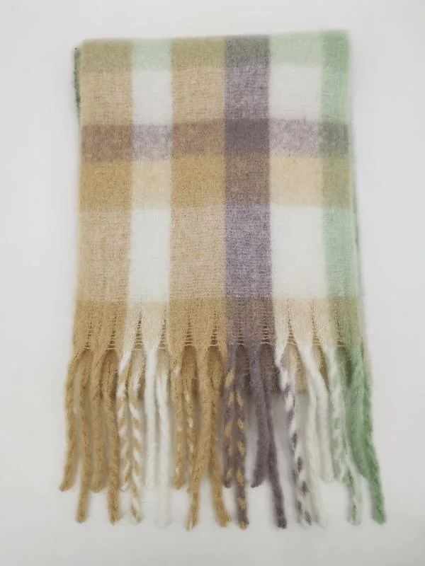 Factory Selling Popular Women Men Polyester Plaid Winter Warm Long Scarf for Custom Logo