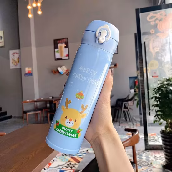 직접 식수병용 바운스 뚜껑이 있는 저렴한 크리스마스 디자인 시리즈 스테인레스 스틸 진공 병